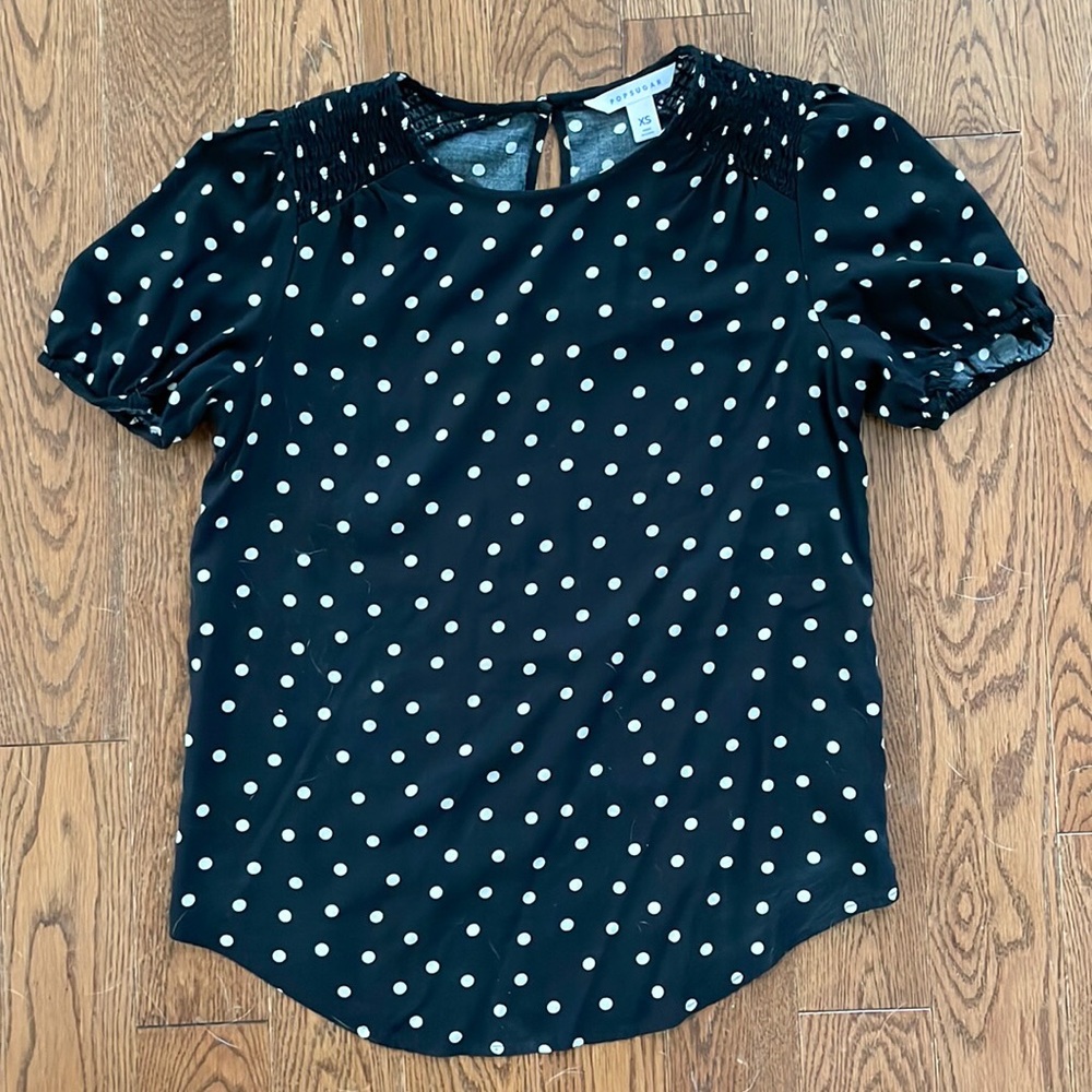 Pop Sugar Black Polkadot Dress Shirt 👠